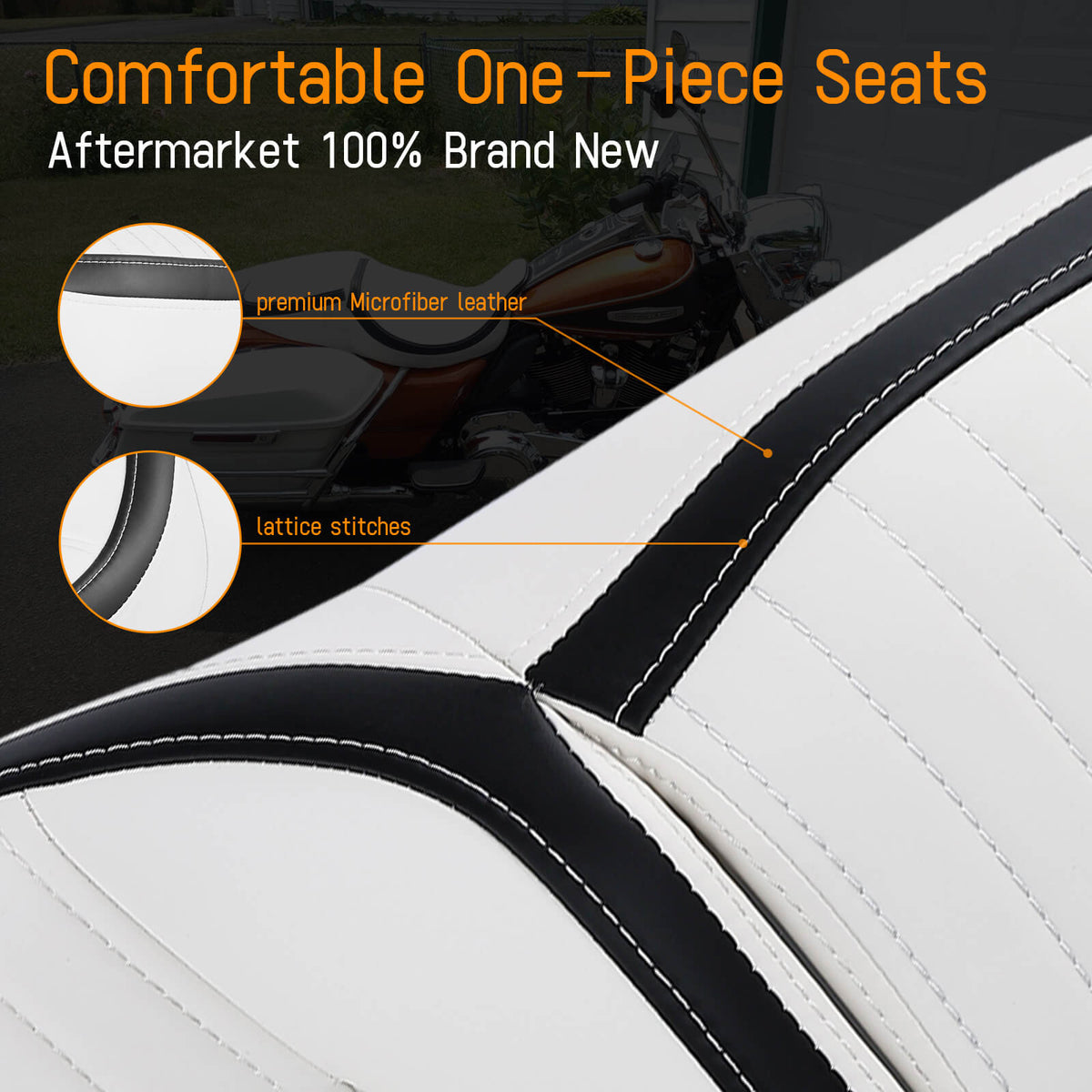 2-Up One-Piece Passenger Seat Fit for  '09-'23 Touring and Tri Glide Models