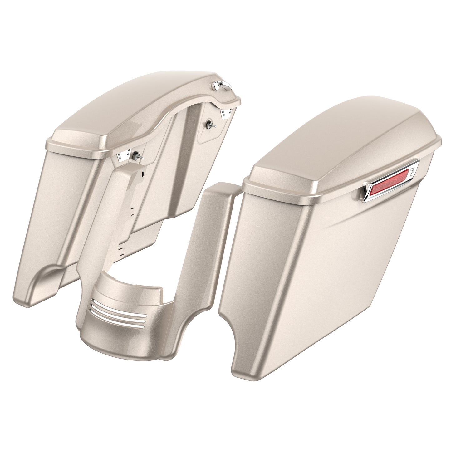 STRETCHED SADDLEBAG BOTTOMS WITH LIDS & STRETCHED REAR FENDER EXTENSION FOR 2014+ TOURING