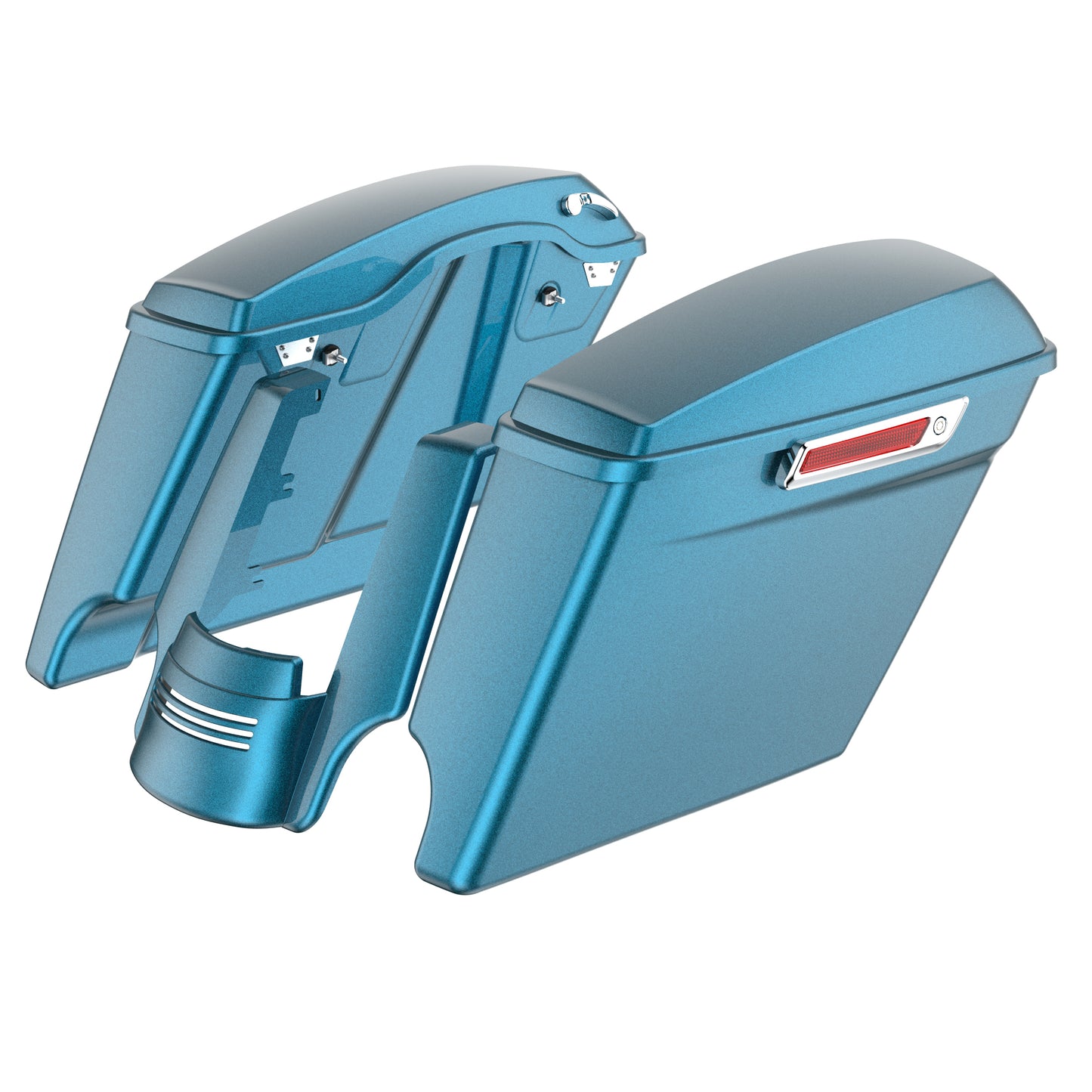 STRETCHED SADDLEBAG BOTTOMS WITH LIDS & STRETCHED REAR FENDER EXTENSION FOR 2014+ TOURING